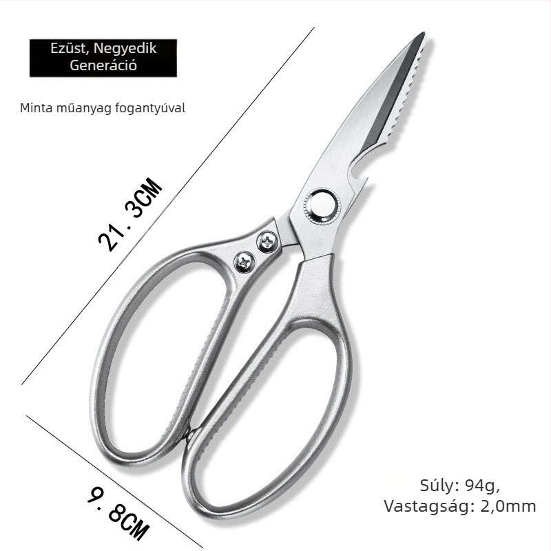 Konyhai olló, erős rozsdamentes acél, csontvágó, többfunkciós háztartási olló