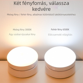 Mozgásérzékelős LED éjjeli lámpa, 360° forgás, mágneses rögzítés, újratölthető akkumulátor (360° forgás, mozgásérzékelő, LED, újratölthető akkumulátor, mágneses rögzítés)