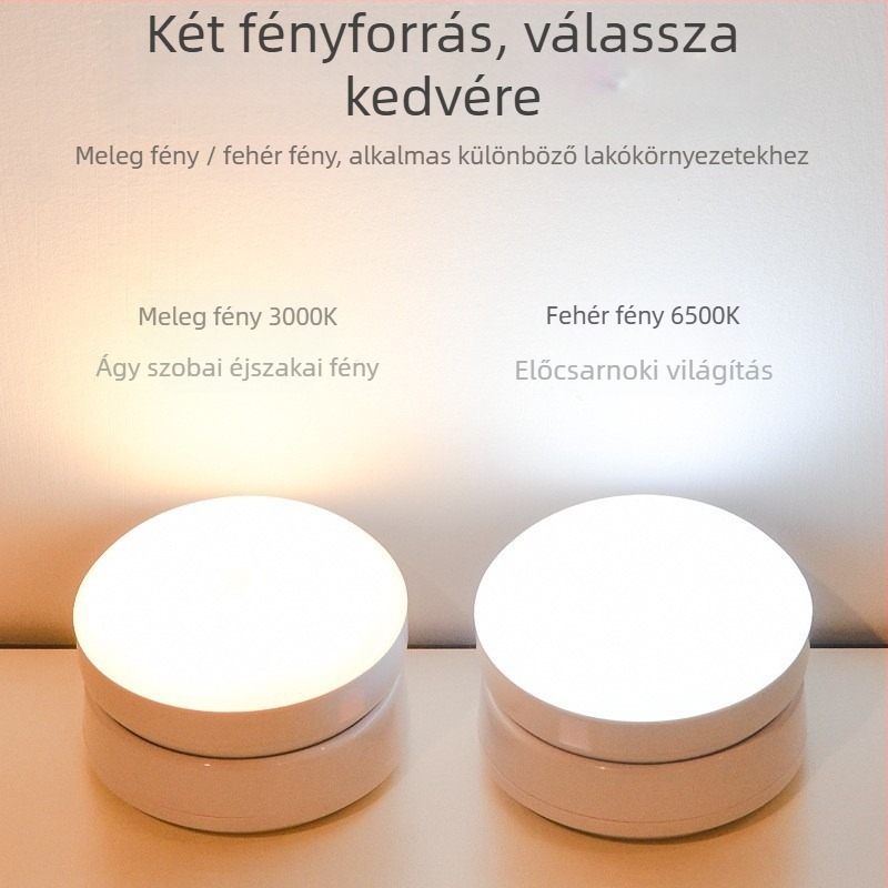 Mozgásérzékelős LED éjjeli lámpa, 360° forgás, mágneses rögzítés, újratölthető akkumulátor (360° forgás, mozgásérzékelő, LED, újratölthető akkumulátor, mágneses rögzítés)