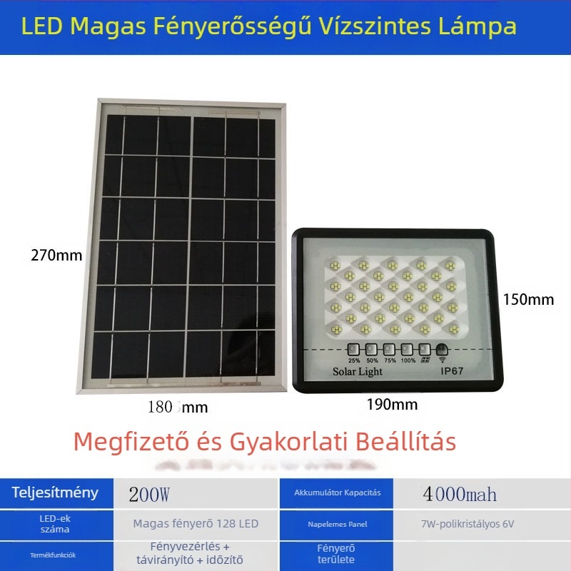 Napelemes csillagos fény IP67, 50W, 6V, távirányító, 6–12 óra üzemidő