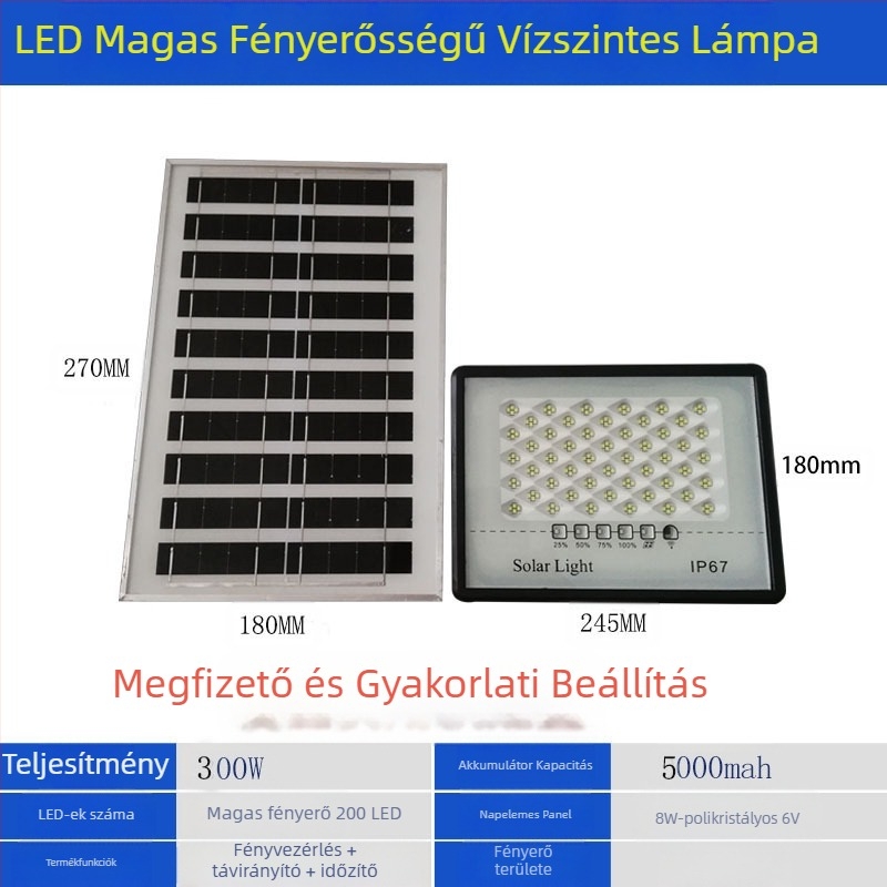 Napelemes csillagos fény IP67, 50W, 6V, távirányító, 6–12 óra üzemidő
