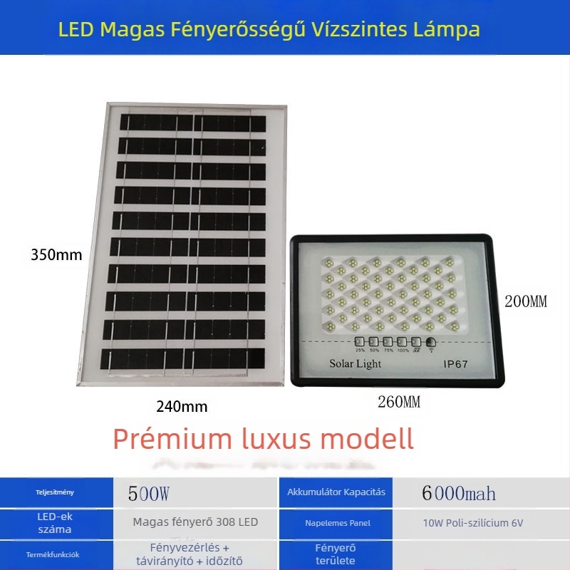 Napelemes csillagos fény IP67, 50W, 6V, távirányító, 6–12 óra üzemidő