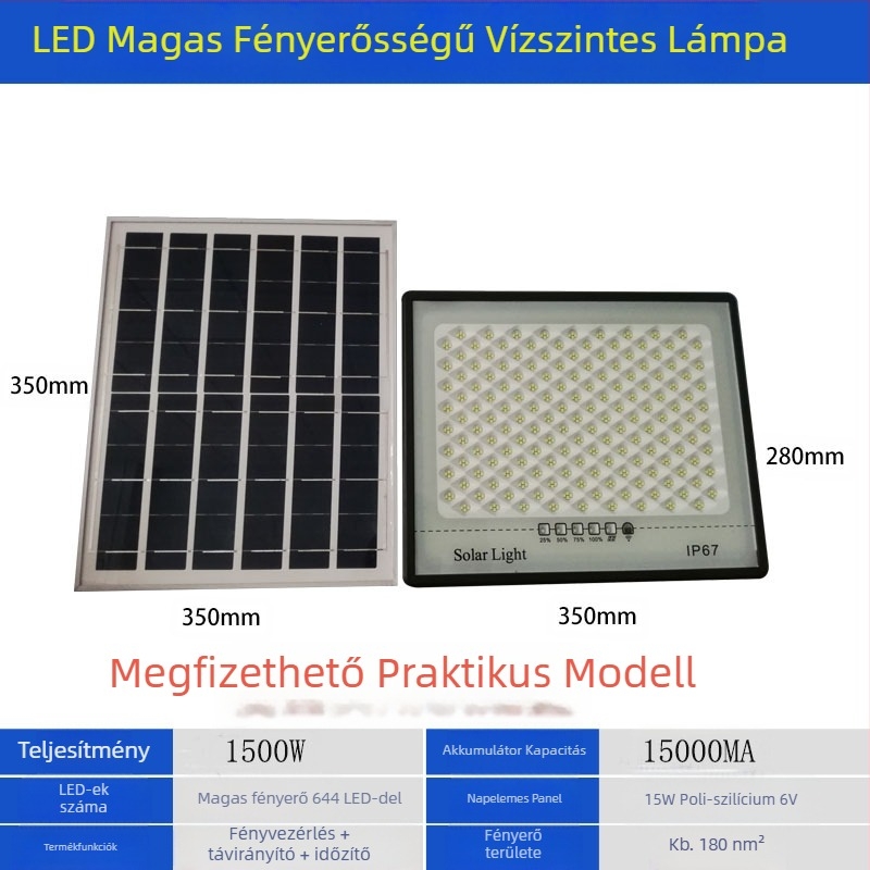 Napelemes csillagos fény IP67, 50W, 6V, távirányító, 6–12 óra üzemidő