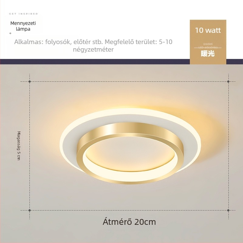 Nordic stílusú LED mennyezeti lámpa folyosóra és előcsarnokba, vas test, akril árnyékoló, 5–10 m² lefedettség