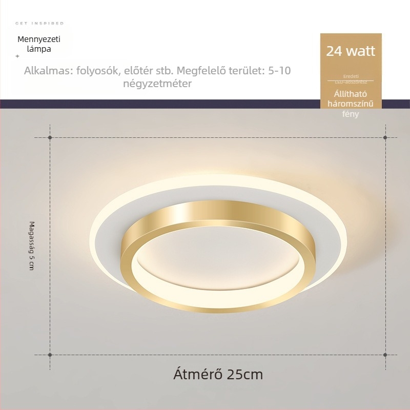 Nordic stílusú LED mennyezeti lámpa folyosóra és előcsarnokba, vas test, akril árnyékoló, 5–10 m² lefedettség