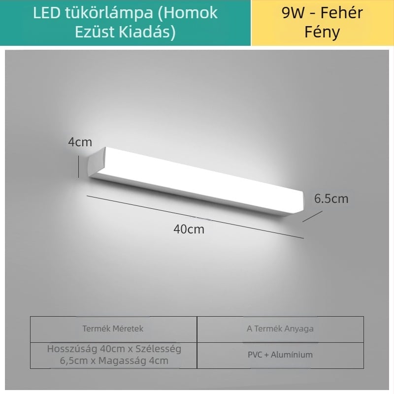 LED tükrös lámpa a fürdőszobába – modern minimalist stílus, 111–240V LED elektronikus transzformátorral, energia-megtakarítási szint 6