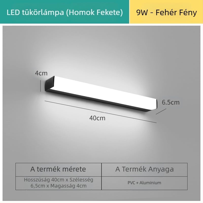 LED tükrös lámpa a fürdőszobába – modern minimalist stílus, 111–240V LED elektronikus transzformátorral, energia-megtakarítási szint 6