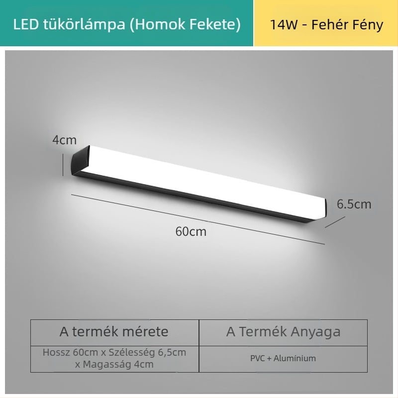 LED tükrös lámpa a fürdőszobába – modern minimalist stílus, 111–240V LED elektronikus transzformátorral, energia-megtakarítási szint 6