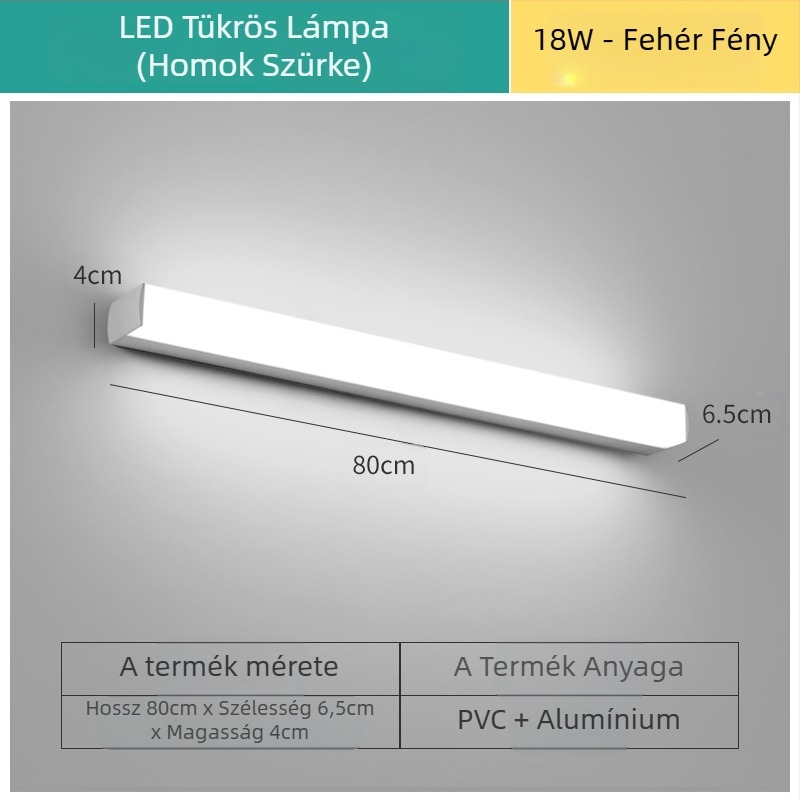 LED tükrös lámpa a fürdőszobába – modern minimalist stílus, 111–240V LED elektronikus transzformátorral, energia-megtakarítási szint 6
