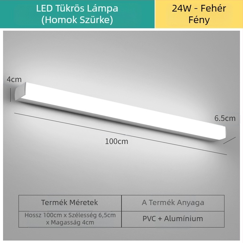 LED tükrös lámpa a fürdőszobába – modern minimalist stílus, 111–240V LED elektronikus transzformátorral, energia-megtakarítási szint 6