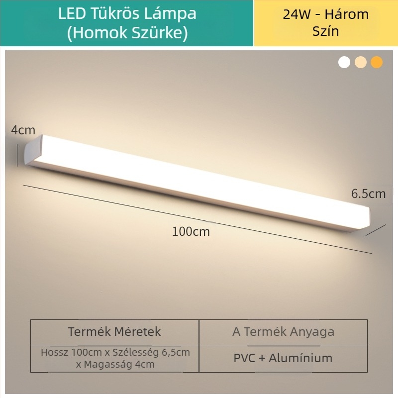 LED tükrös lámpa a fürdőszobába – modern minimalist stílus, 111–240V LED elektronikus transzformátorral, energia-megtakarítási szint 6