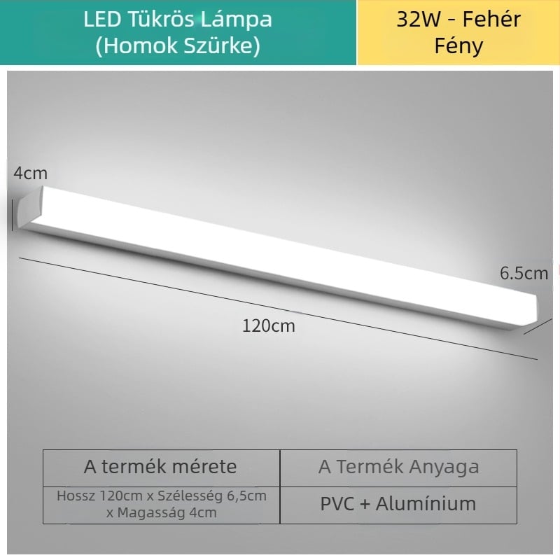 LED tükrös lámpa a fürdőszobába – modern minimalist stílus, 111–240V LED elektronikus transzformátorral, energia-megtakarítási szint 6