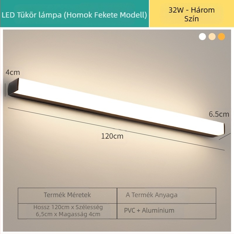 LED tükrös lámpa a fürdőszobába – modern minimalist stílus, 111–240V LED elektronikus transzformátorral, energia-megtakarítási szint 6