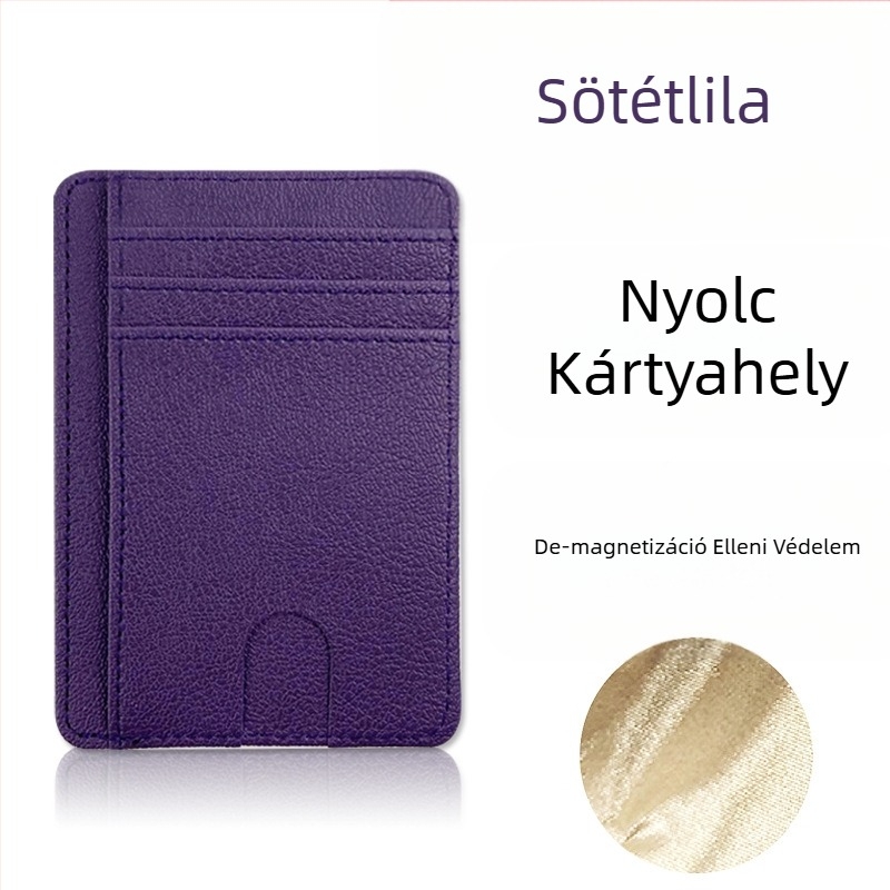PU bőrből készült RFID-ellenálló antimagnetikus kártyatartó – Uniszex, 1 hajtás, többkártyás