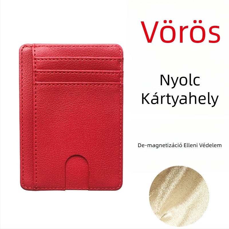 PU bőrből készült RFID-ellenálló antimagnetikus kártyatartó – Uniszex, 1 hajtás, többkártyás