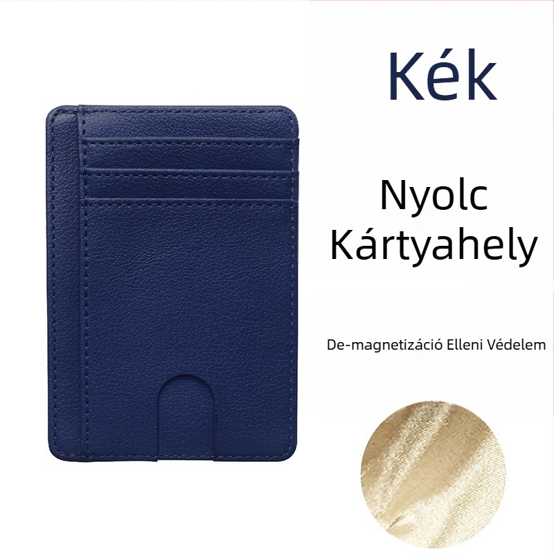 PU bőrből készült RFID-ellenálló antimagnetikus kártyatartó – Uniszex, 1 hajtás, többkártyás