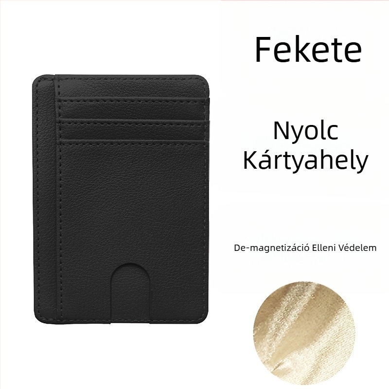 PU bőrből készült RFID-ellenálló antimagnetikus kártyatartó – Uniszex, 1 hajtás, többkártyás