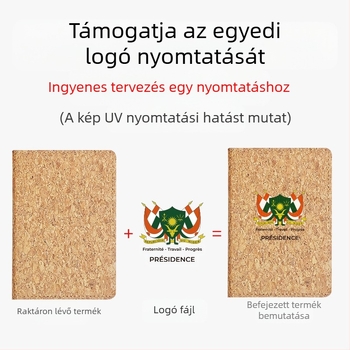 Kétoldalas útlevél- és kártyatartó természetes parafából és faerezetű PU-bőrből, logónyomtatással