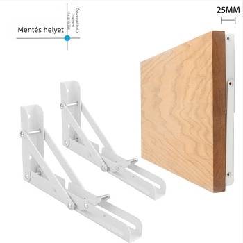 Háromszög alakú, hajtogatós fali tartó rozsdamentes acélból, modell 0362, kefés felület