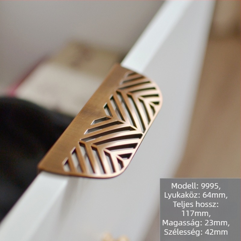 Rejtett levél alakú szekrényfogantyú, zinc ötvözetből, elektroplating felületkezelés, modell 9995, Jiaao