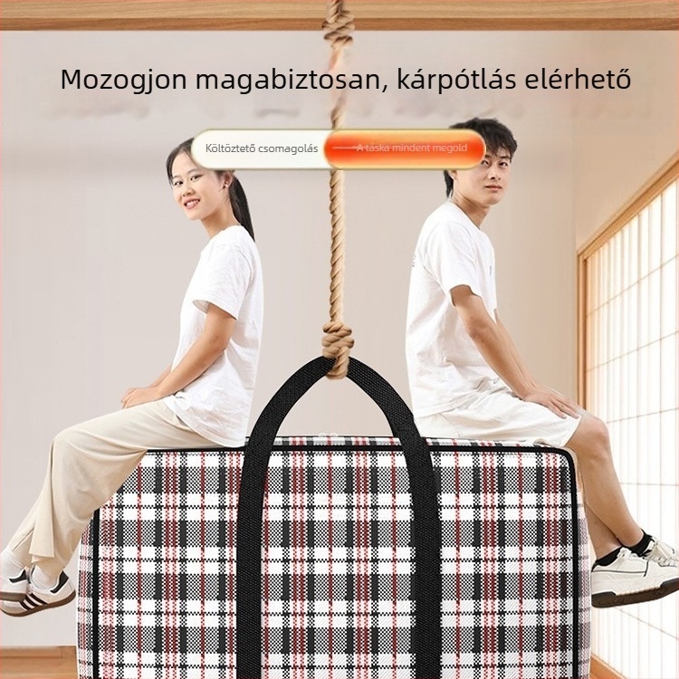 Kocka alakú utazótáska, szőtt anyagból, japán stílusú, többfunkciós