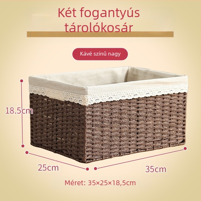 Szövött asztali tárolókosár – többfunkciós, hordozható rendező, 9 L kapacitás, japán stílus
