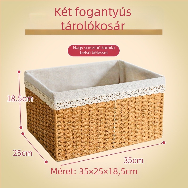 Szövött asztali tárolókosár – többfunkciós, hordozható rendező, 9 L kapacitás, japán stílus