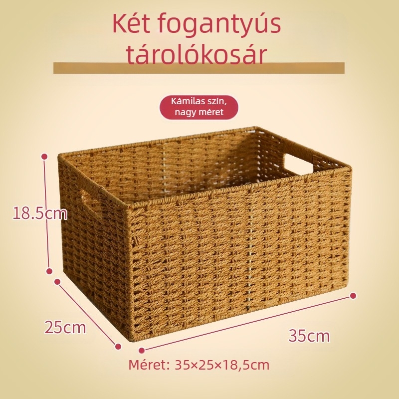 Szövött asztali tárolókosár – többfunkciós, hordozható rendező, 9 L kapacitás, japán stílus