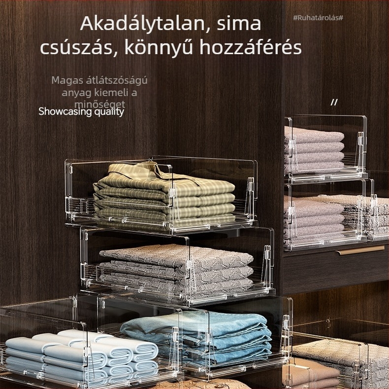 Garderob tároló kosár tolható, rétegzett fiókokkal, műanyag, modell WYS8319A-8320, japán stílus, 2019-es megjelenés, csomagolás 15 darab