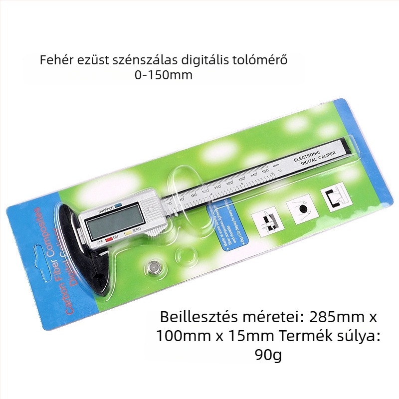 Digitális tolómérő rozsdamentes acélból, vernier skálás, ipari minőség, dupla metrika-hüvelyk skála