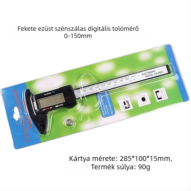 Digitális tolómérő rozsdamentes acélból, vernier skálás, ipari minőség, dupla metrika-hüvelyk skála