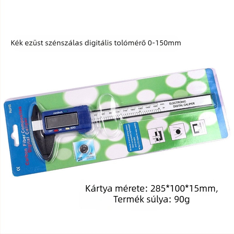 Digitális tolómérő rozsdamentes acélból, vernier skálás, ipari minőség, dupla metrika-hüvelyk skála