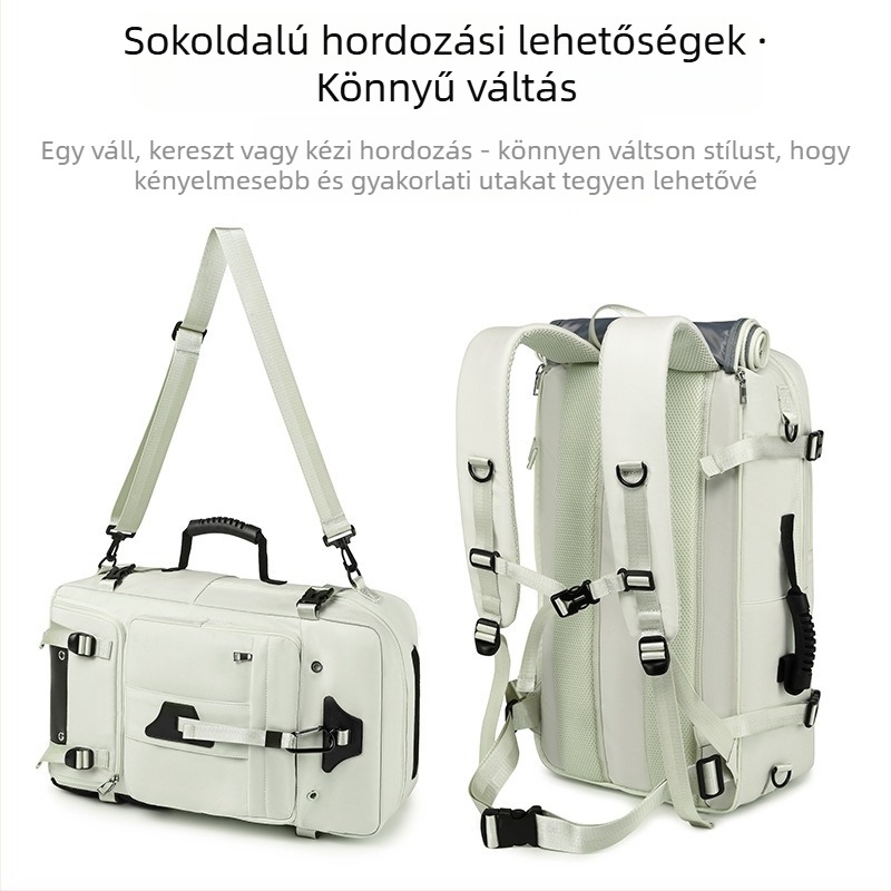 Nagy kapacitású utazótáska nylonból, 16 hüvelykes laptophoz, légpárnás vállpántokkal