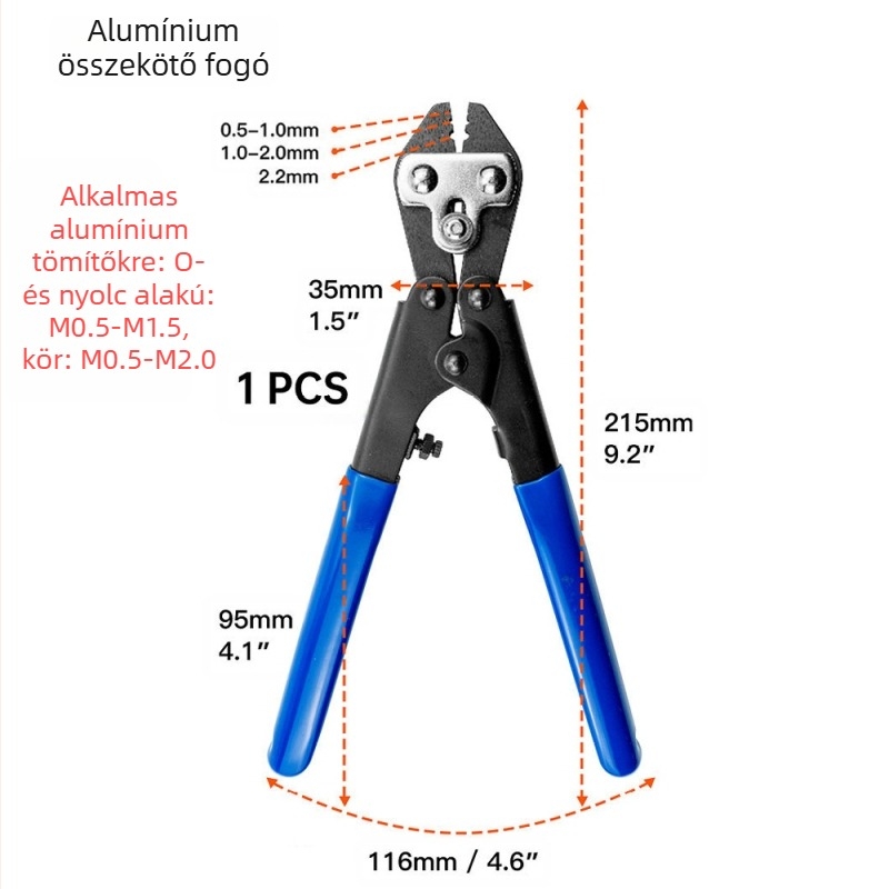 8-as alakú alumínium zárócsap crimpelő eszköz drótkötelekhez, erőmegtakarítás, M2.0