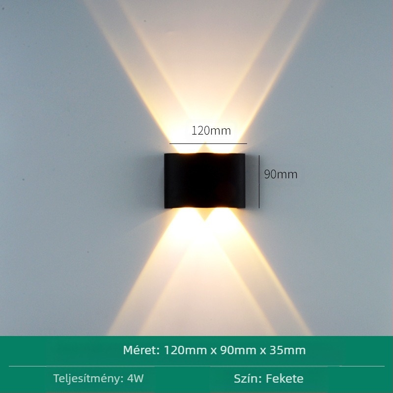 LED kültéri vízálló falikar, dupla fej, fel-le világító, 6 LED, alumínium ház, IP65, 85–265V, CRI 90