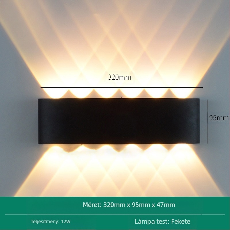 LED kültéri vízálló falikar, dupla fej, fel-le világító, 6 LED, alumínium ház, IP65, 85–265V, CRI 90