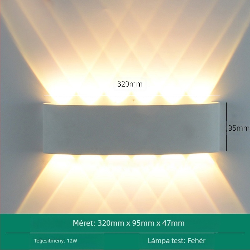 LED kültéri vízálló falikar, dupla fej, fel-le világító, 6 LED, alumínium ház, IP65, 85–265V, CRI 90