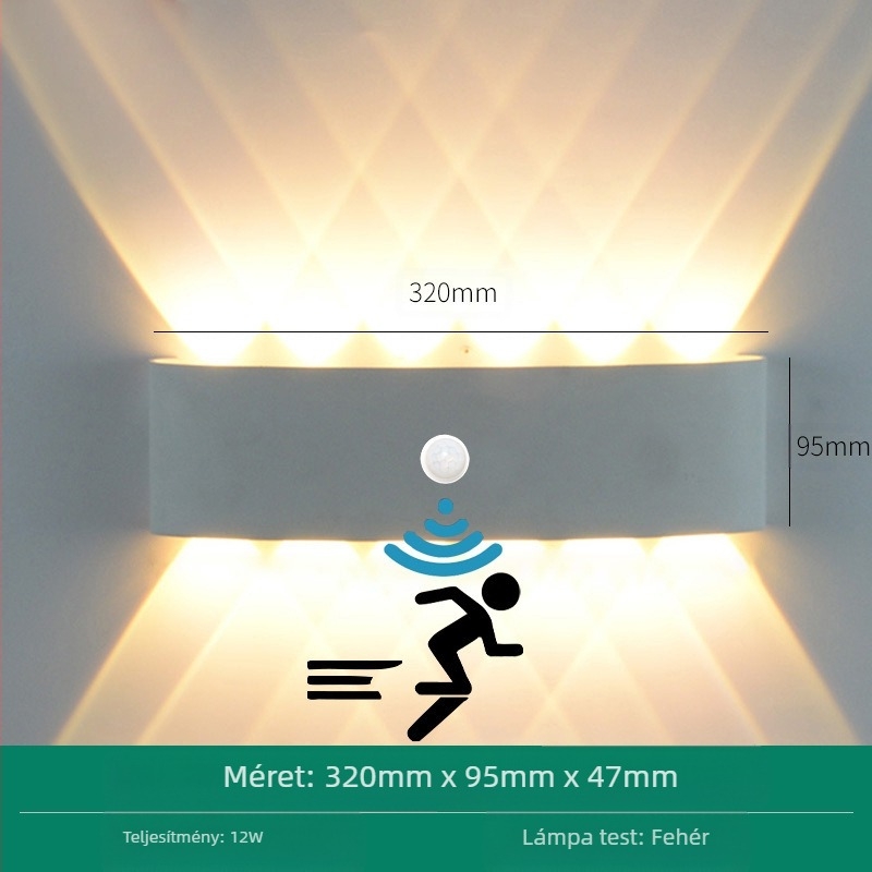 LED kültéri vízálló falikar, dupla fej, fel-le világító, 6 LED, alumínium ház, IP65, 85–265V, CRI 90