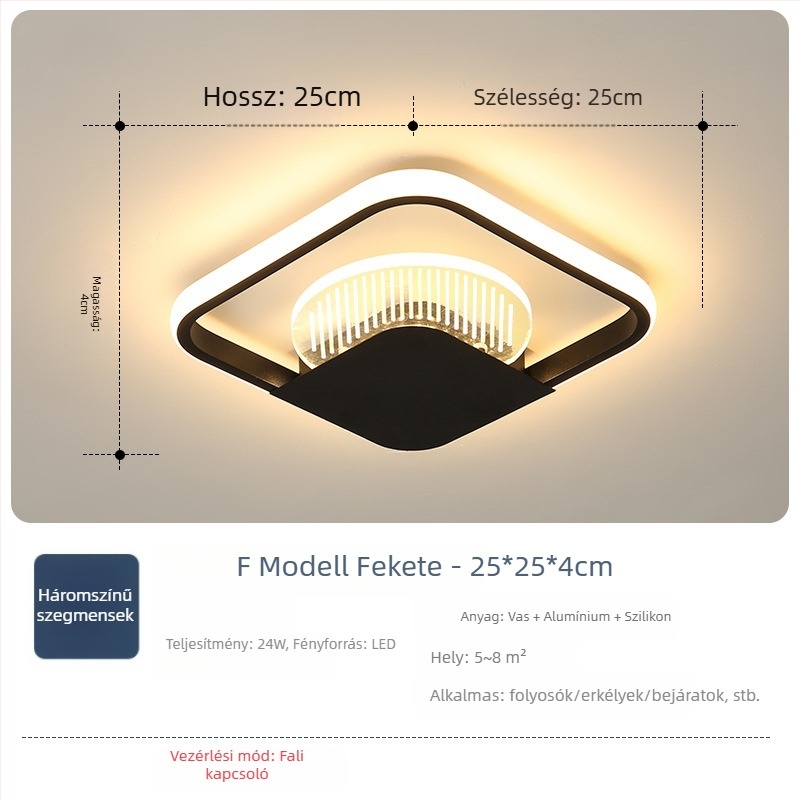 Nordic stílusú mennyezeti lámpa LED-es világítással, 220V, ideális folyosók és bejáratok számára, vas testű, ABS árnyékkal.
