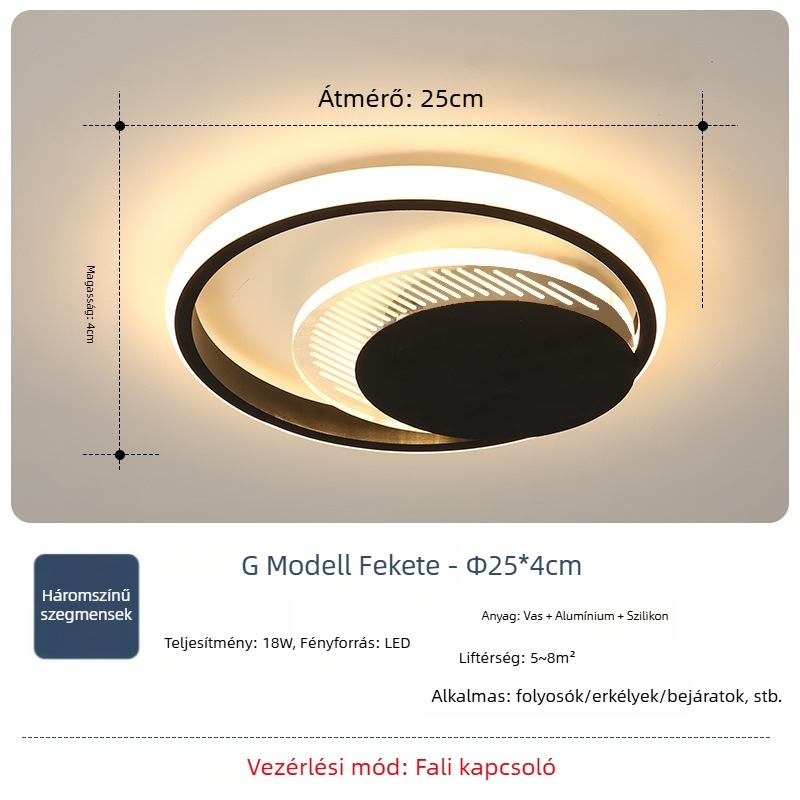 Nordic stílusú mennyezeti lámpa LED-es világítással, 220V, ideális folyosók és bejáratok számára, vas testű, ABS árnyékkal.