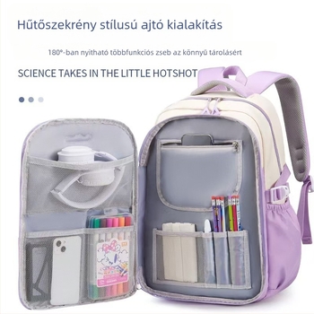 Lányoknak készült iskolatáska, Oxford szövet, lélegző és ultra könnyű, utcai stílus, anime minta, görbült vállpántok, 1-9. évfolyam