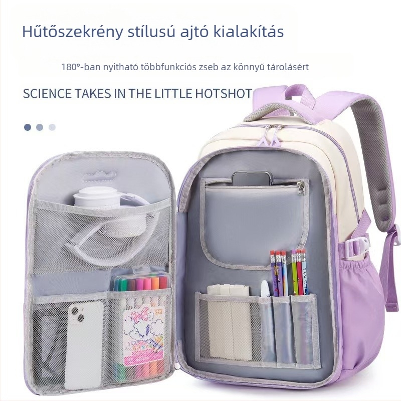 Lányoknak készült iskolatáska, Oxford szövet, lélegző és ultra könnyű, utcai stílus, anime minta, görbült vállpántok, 1-9. évfolyam