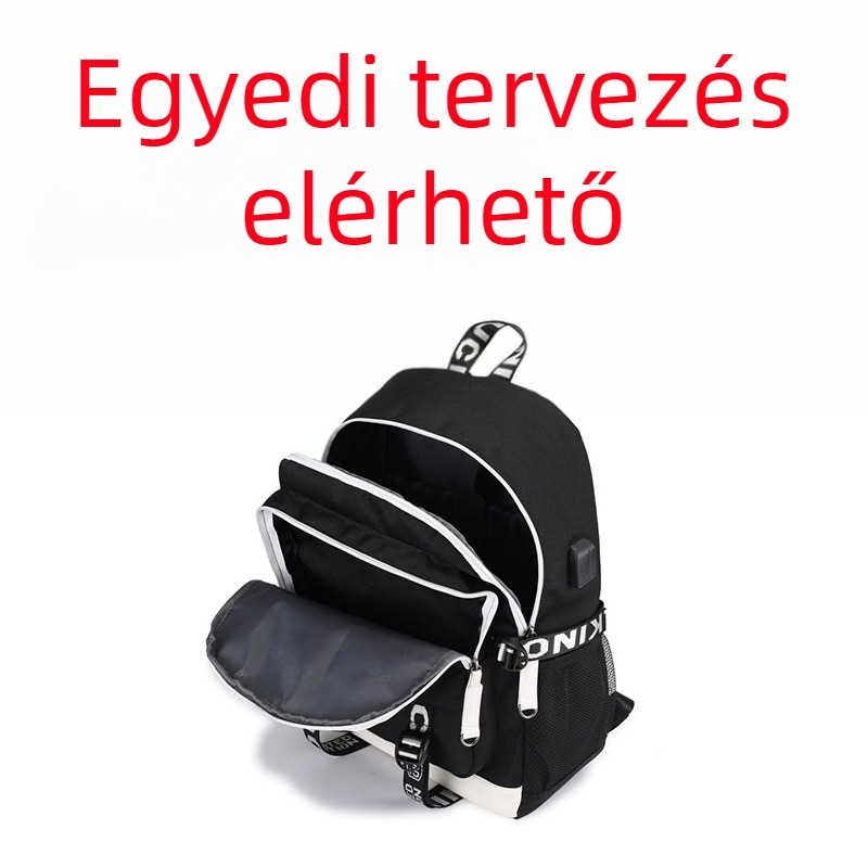 Iskolásoknak készült vászon hátizsák, 36-55L kapacitás, USB töltés, illeszkedik 13 hüvelykes laptophoz, Cartoon minta