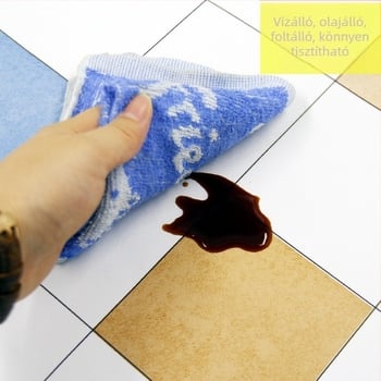 Öntapadós konyhai falmatrica, PVC, zsíroldó és vízálló, mozaik négyzet mintázat, modern stílus