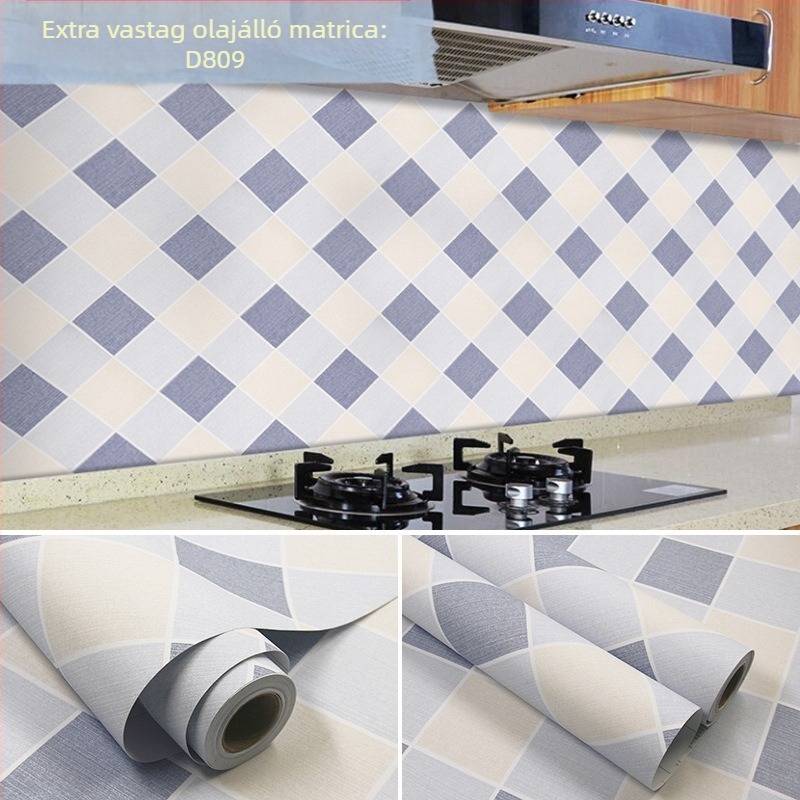Öntapadós konyhai falmatrica, PVC, zsíroldó és vízálló, mozaik négyzet mintázat, modern stílus