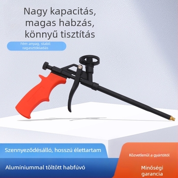Habos ragasztópisztoly | anyag: ötvözet-plasztik; maximális nyomás: 1; maximális áramlás: 2; optimális permetezési távolság: 3; permetezési szélesség: 4