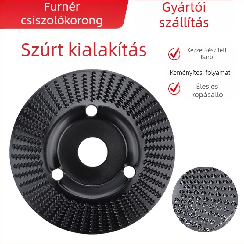 Chen Tu faipari körköszörűkorong ferde éllel, fogazott kivitel, magas széntartalmú acélból, keménység 56, legnagyobb sebesség 10000 RPM