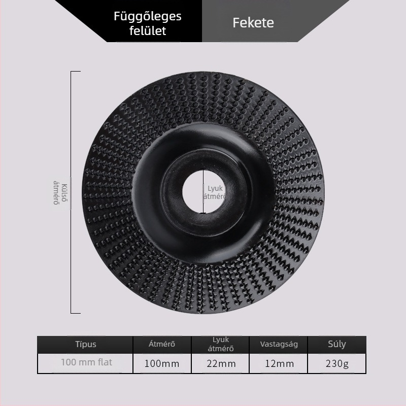 Chen Tu faipari körköszörűkorong ferde éllel, fogazott kivitel, magas széntartalmú acélból, keménység 56, legnagyobb sebesség 10000 RPM