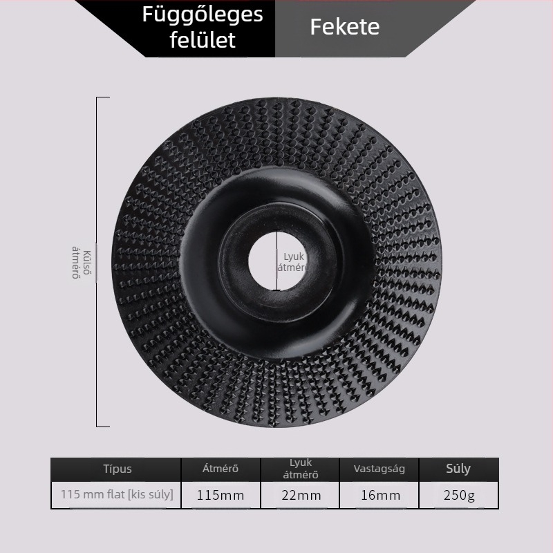 Chen Tu faipari körköszörűkorong ferde éllel, fogazott kivitel, magas széntartalmú acélból, keménység 56, legnagyobb sebesség 10000 RPM