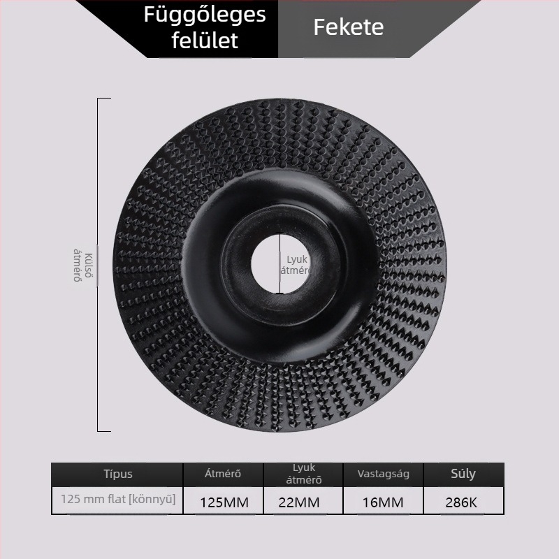 Chen Tu faipari körköszörűkorong ferde éllel, fogazott kivitel, magas széntartalmú acélból, keménység 56, legnagyobb sebesség 10000 RPM